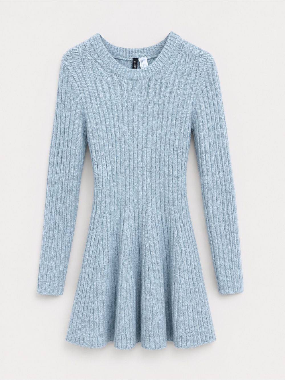 Divided Light Gray Ribbed V‑Neck Sweater Dress (Size M)
